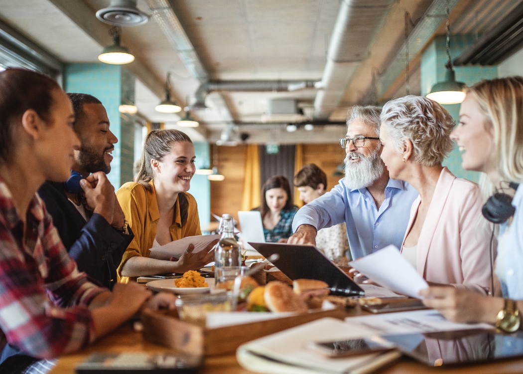 clients meeting in a coworking space