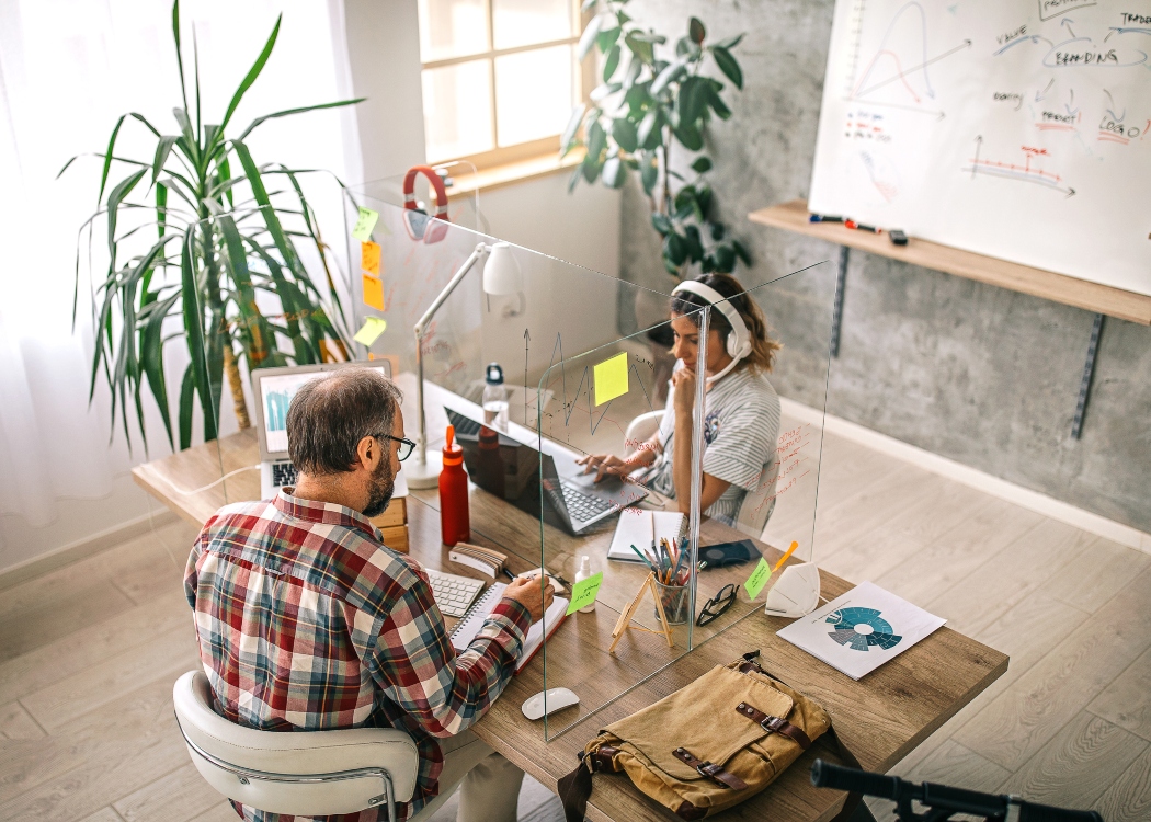 Two colleagues working in the office